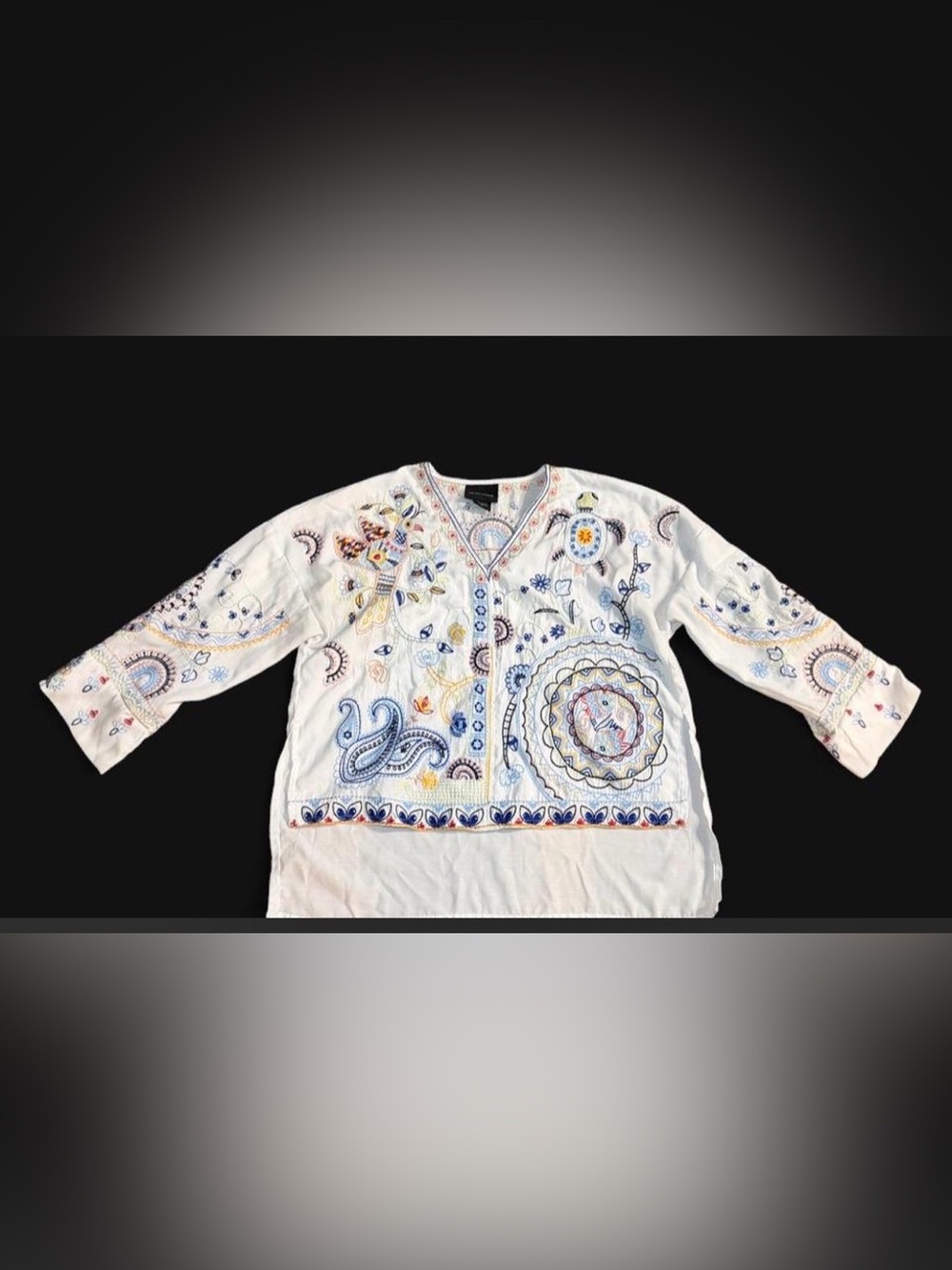 Liv Los Angeles Embroidered Boho Tunic Blouse